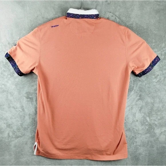 Maceoo Mozart Solid Coral Pique Polo Shirt Mens Size Large Short Sleeve - Picture 2 of 14
